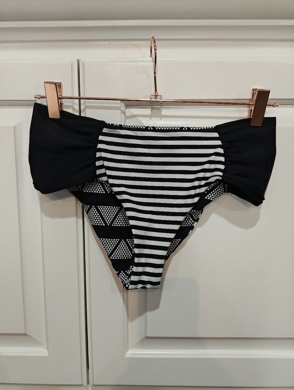 Seea Black & White Striped Bikini Bottom